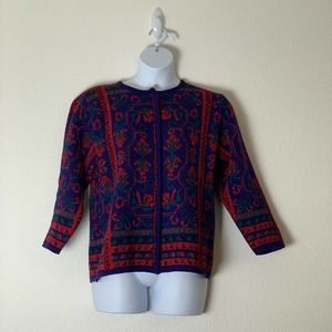 Vintage ROBINSON'S Womens Cardigan Sweater L Wool Blend Button Up Long Sleeve